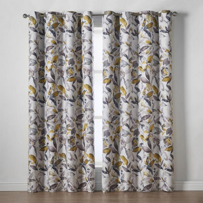 Luxury Living Gi Printed Ring Top Curtains Ochre from B&Q