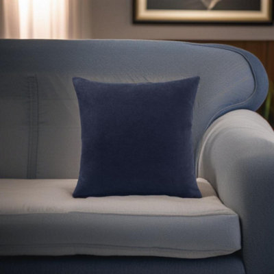 Luxury Living Plain Velvet Chenille Cushion Navy from B&Q