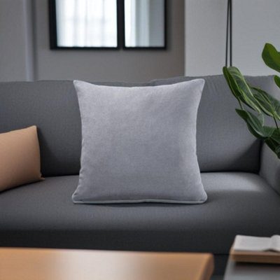 Luxury Living Plain Velvet Chenille Cushion Silver from B&Q