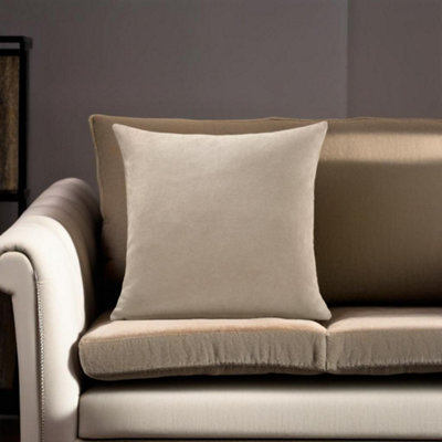 Luxury Living Plain Velvet Chenille Cushion Taupe from B&Q