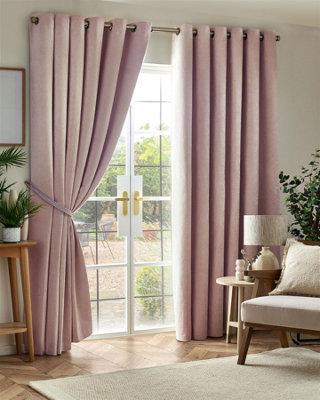 Luxury Living Chenille Blackout Ring Top Eyelet Curtains Pink from B&Q
