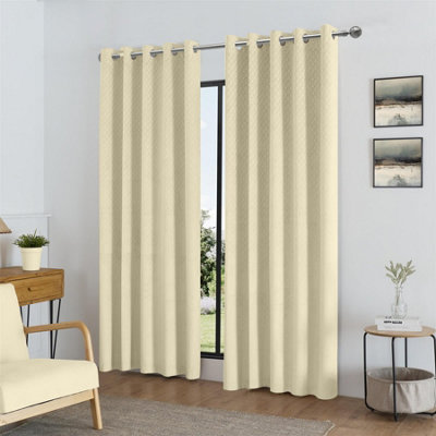 Luxury Living Temple Velvet Ring Top Curtains Cream