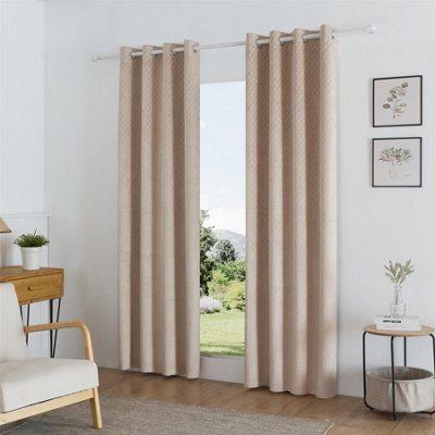 Luxury Living Temple Velvet Ring Top Curtains Latte