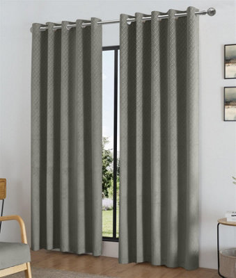 Luxury Living Temple Velvet Ring Top Curtains Silver