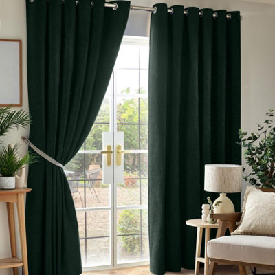 Luxury Living Chenille Blackout Ring Top Eyelet Curtains 229Cm X 229Cm Green from B&Q