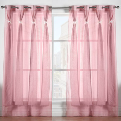 Luxury Living Linen Look Voile Ring Top Curtain Pair 147Cm X 229Cm Blush Pink from B&Q
