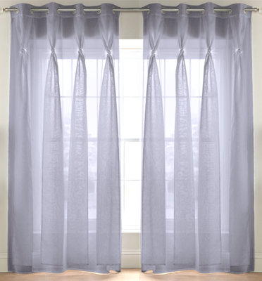 Luxury Living Linen Look Voile Ring Top Curtain Pair 147Cm X 229Cm Silver Grey from B&Q