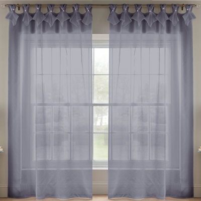 Luxury Living Linen Look Voile Tab Top Curtain Pair 147Cm X 183Cm Silver from B&Q
