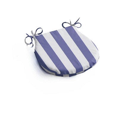 Luxury Living Wide Striped Outdoor D Shaped Seat Pad Blue from B&Q