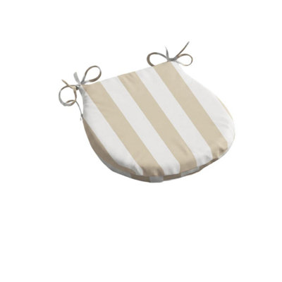 Luxury Living Wide Striped Outdoor D Shaped Seat Pad Beige from B&Q