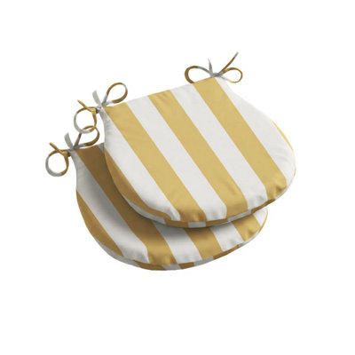 Luxury Living Wide Striped Outdoor D Shaped Seat Pad Yellow from B&Q
