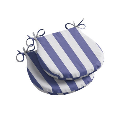 Luxury Living Wide Striped Outdoor D Shaped Seat Pad Blue from B&Q