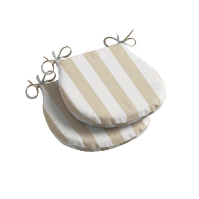 Luxury Living Wide Striped Outdoor D Shaped Seat Pad Beige from B&Q