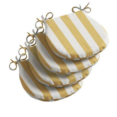 Luxury Living Wide Striped Outdoor D Shaped Seat Pad Yellow from B&Q