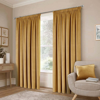Luxury Living Montreal Taped Top Gold Curtains from B&Q