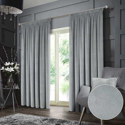 Luxury Living Montreal Taped Top Grey Curtains from B&Q