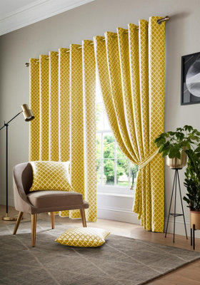 Luxury Living Cotswold Two Tone Ring Top Curtains Ochre from B&Q