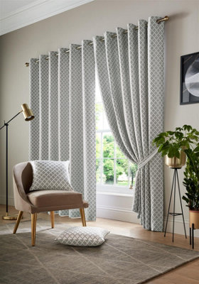 Luxury Living Cotswold Two Tone Ring Top Curtains Silver from B&Q