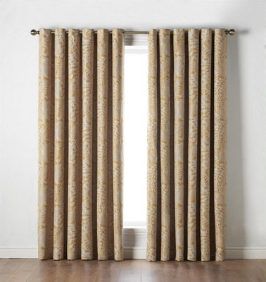 Luxury Living Ferndown Eyelet Ring Top Curtains Ochre from B&Q