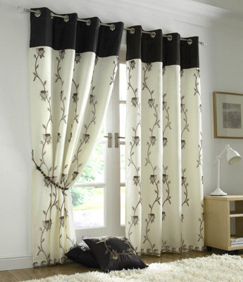 B&Q -  Tahiti Organza Voile Ring Top Curtains Chocolate