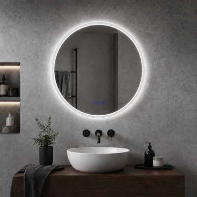 Maerts-E Round Led Bathroom Mirror With Bluetooth Speakers 800mm 3 Colour Dimmable Lights Memory Demister Touch/wall Switch Control from B&Q