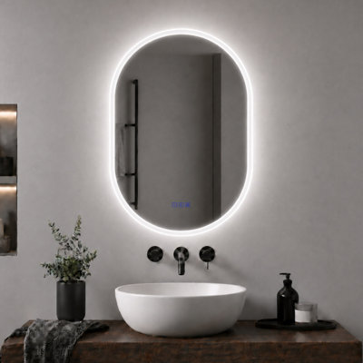 Maerts-E Oval Led Bluetooth Bathroom Mirror 500X700mm 3 Colour Dimmable Lights Memory Demister Touch/wall Switch Control from B&Q