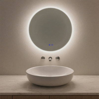 Maerts-E 1000mm Round Led Bathroom Mirror With Demister 3 Light Colors Dimmable Wall Switch / Touch Sensor Control from B&Q
