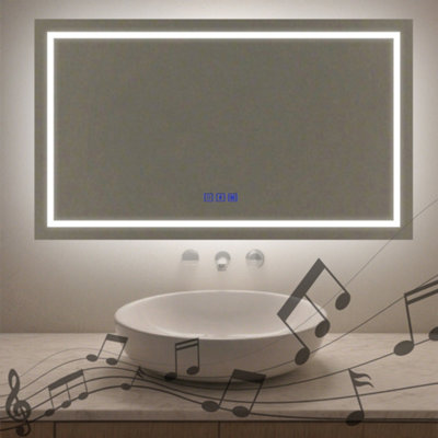 Maerts-E 1200X700mm Bluetooth Bathroom Mirror With Led Lights,demister 3 Light Colors Wall Switch / Touch Sensor Control from B&Q
