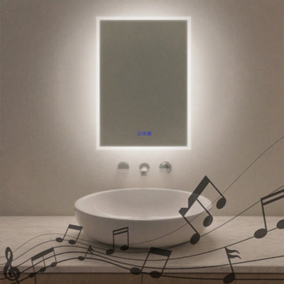 Maerts-E 500X700mm Bluetooth Bathroom Led Mirror With Demister 3 Light Colors Dimmable Wall Switch/touch Sensor Control from B&Q