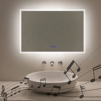 Maerts-E 1000X600mm Bluetooth Bathroom Led Mirror With Demister 3 Light Colors Dimmable Wall Switch/touch Sensor Control from B&Q