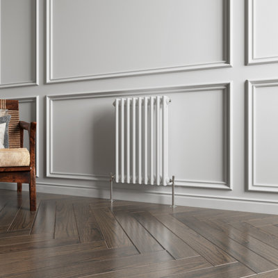 B&Q -  Traditional 2 Column Radiator White Horizontal (H)600mm (W)425mm 1889 Btu Cast Iron Style Radiator