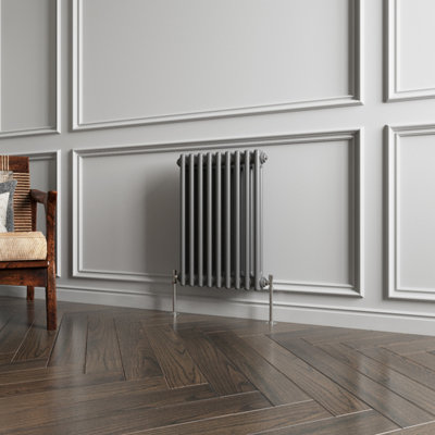 B&Q -  Traditional 2 Column Radiator Anthracite Horizontal (H)600mm (W)425mm 1889 Btu Cast Iron Style Radiator