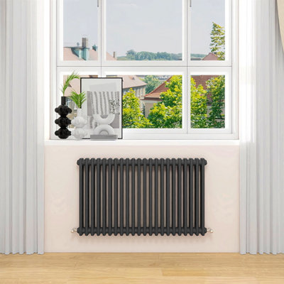 B&Q -  600X1010mm Horizontal Traditional 2 Column Cast Iron Style Radiator Anthracite