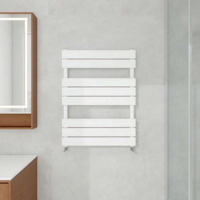 AVER-GROWTH 800X600mm Designer Flat Panel Heated Towel Rail Radiator Bathroom Warmer Heating White from B&Q