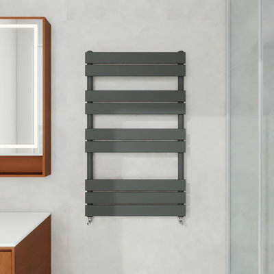 AVER-GROWTH 1000X600mm Designer Flat Panel Heated Towel Rail Radiator Bathroom Warmer Heating Anthracite from B&Q