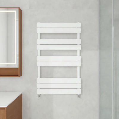 AVER-GROWTH 1000X600mm Designer Flat Panel Heated Towel Rail Radiator Bathroom Warmer Heating White from B&Q