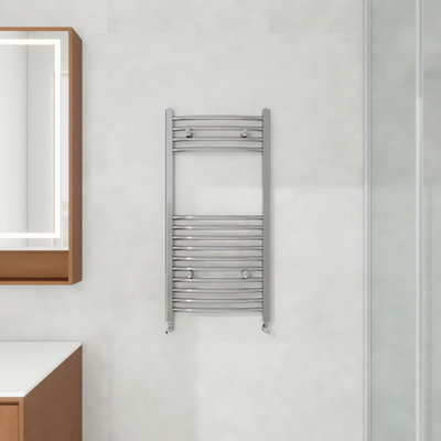 AVER-GROWTH 800X400mm Bathroom Curved Heated Towel Rail Radiator Warmer Ladder Chrome from B&Q