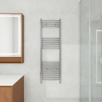 AVER-GROWTH 1200X400mm Bathroom Curved Heated Towel Rail Radiator Warmer Ladder Chrome from B&Q