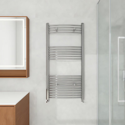 AVER-GROWTH 1200X600mm Bathroom Curved Heated Towel Rail Radiator Warmer Ladder Chrome from B&Q