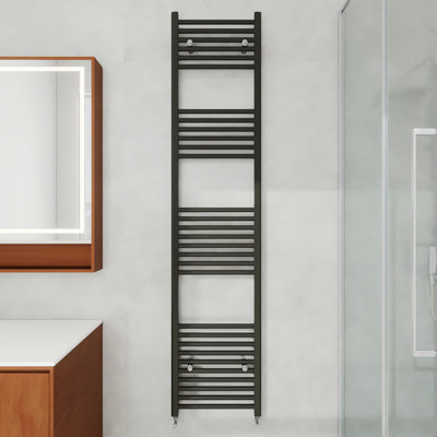 AVER-GROWTH 1800X400mm Bathroom Vertical Straight Heated Towel Rail Radiator Ladder Warmer Black from B&Q
