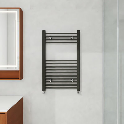 AVER-GROWTH 800X500mm Bathroom Vertical Straight Heated Towel Rail Radiator Ladder Warmer Black from B&Q