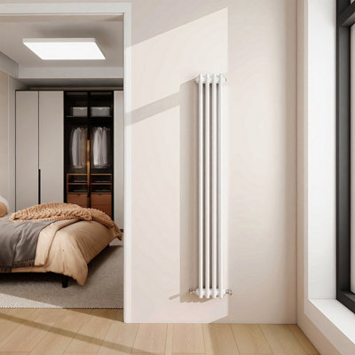 AVER-GROWTH 1500X200mm Vertical Traditional 2 Column Cast Iron Style Radiator White from B&Q