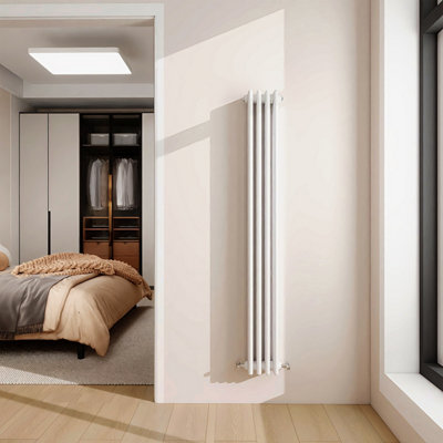 AVER-GROWTH 1500X200mm Vertical Traditional 3 Column Cast Iron Style Radiator White from B&Q