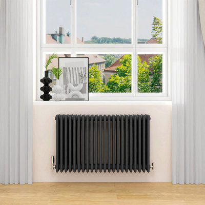 B&Q -  600X1010mm Horizontal Traditional 4 Column Cast Iron Style Radiator Anthracite