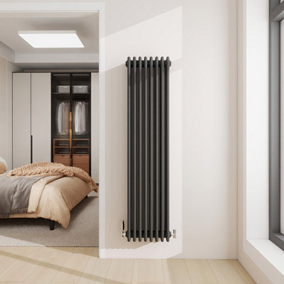 1500X380mm Vertical Traditional 4 Column Cast Iron Style Radiator Anthracite