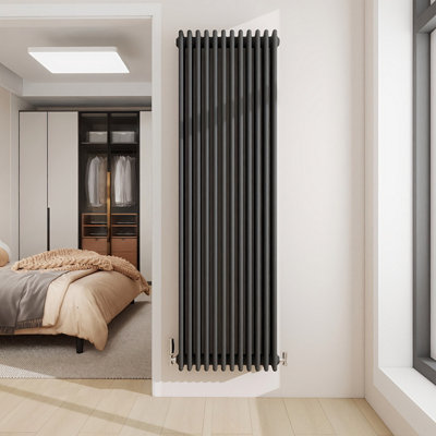 1800X560mm Vertical Traditional 4 Column Cast Iron Style Radiator Anthracite