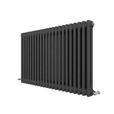 B&Q -  Traditional 2 Column Cast Iron Style Radiator Horizontal Anthracite 600X1010mm