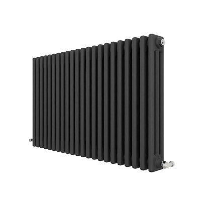 B&Q -  Traditional 3 Column Cast Iron Style Radiator Horizontal Anthracite 600X1010mm