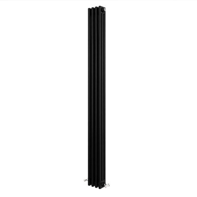 Traditional 3 Column Cast Iron Style Radiator Vertical Black 1800X200mm