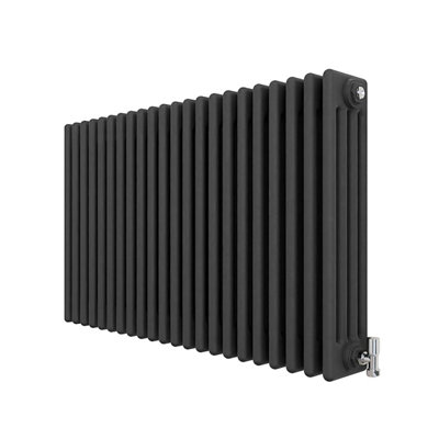 B&Q -  Traditional 4 Column Cast Iron Style Radiator Horizontal Anthracite 600X1010mm